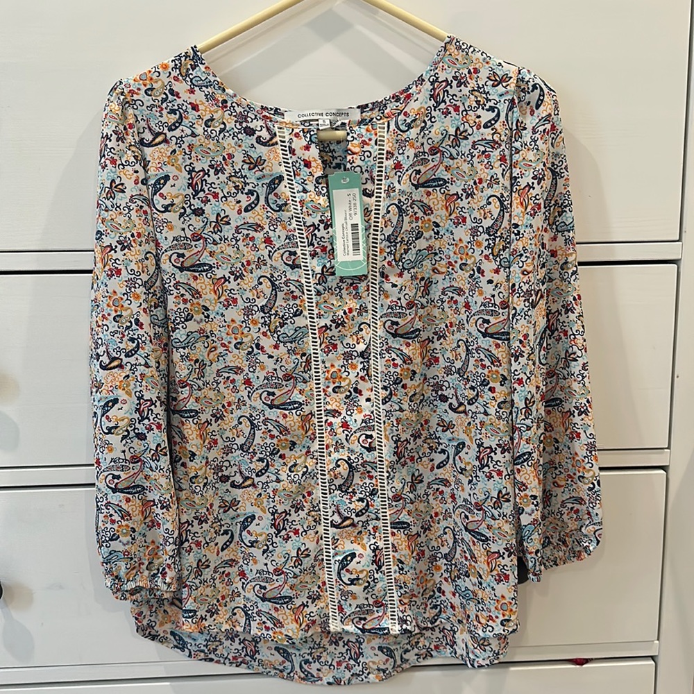 Warner lattice detail blouse